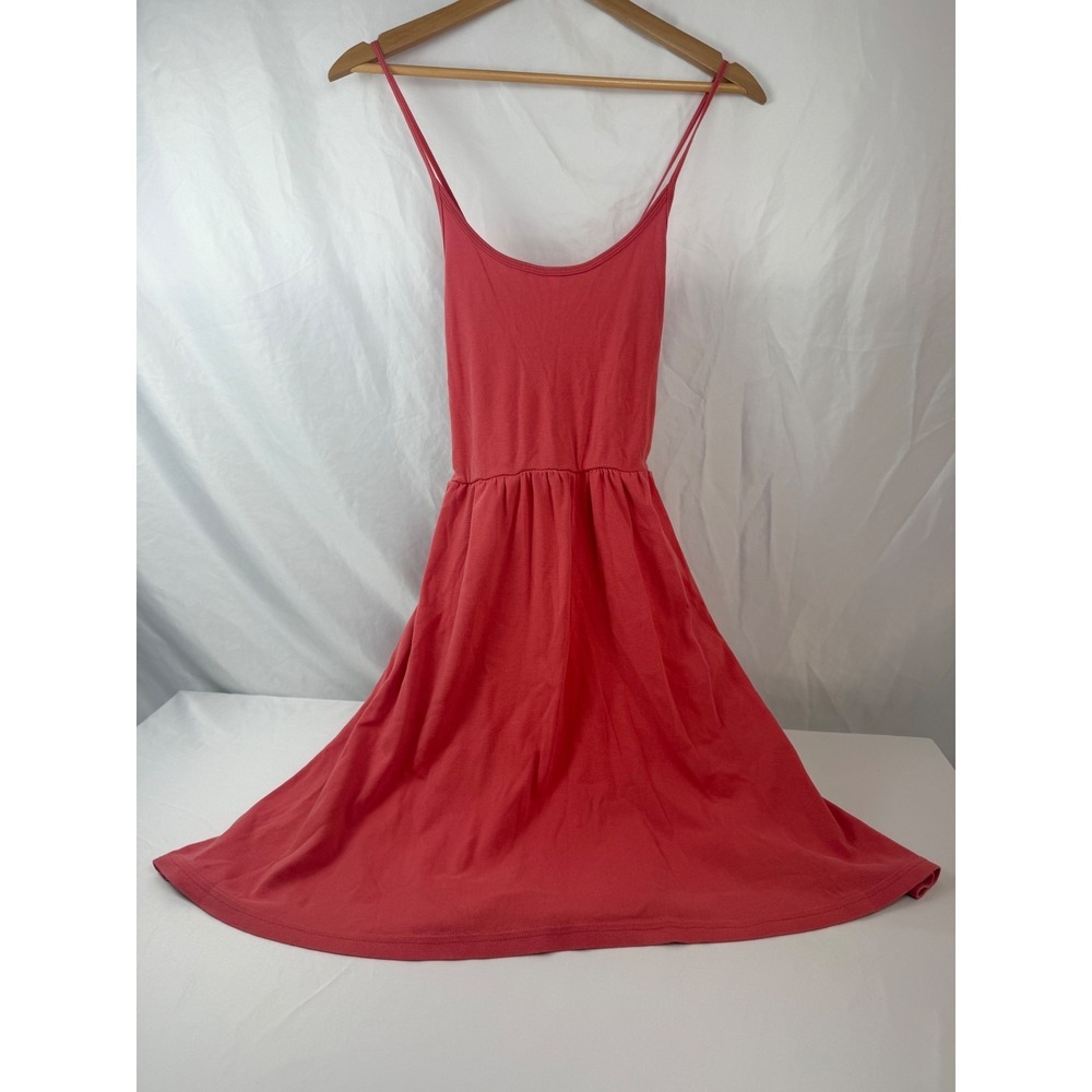 American Apparel Size M Coral Organic Cotton Fit & Flare Skater Dress USA #mc